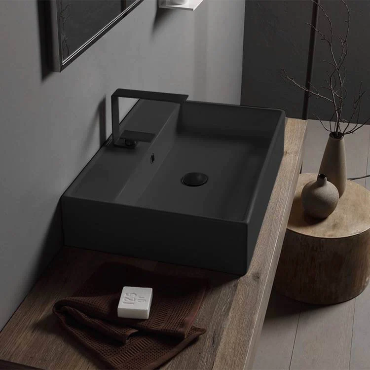 Matte Black Ceramic Console Sink - Matt zwart - Matte Black Ceramic Console Sink